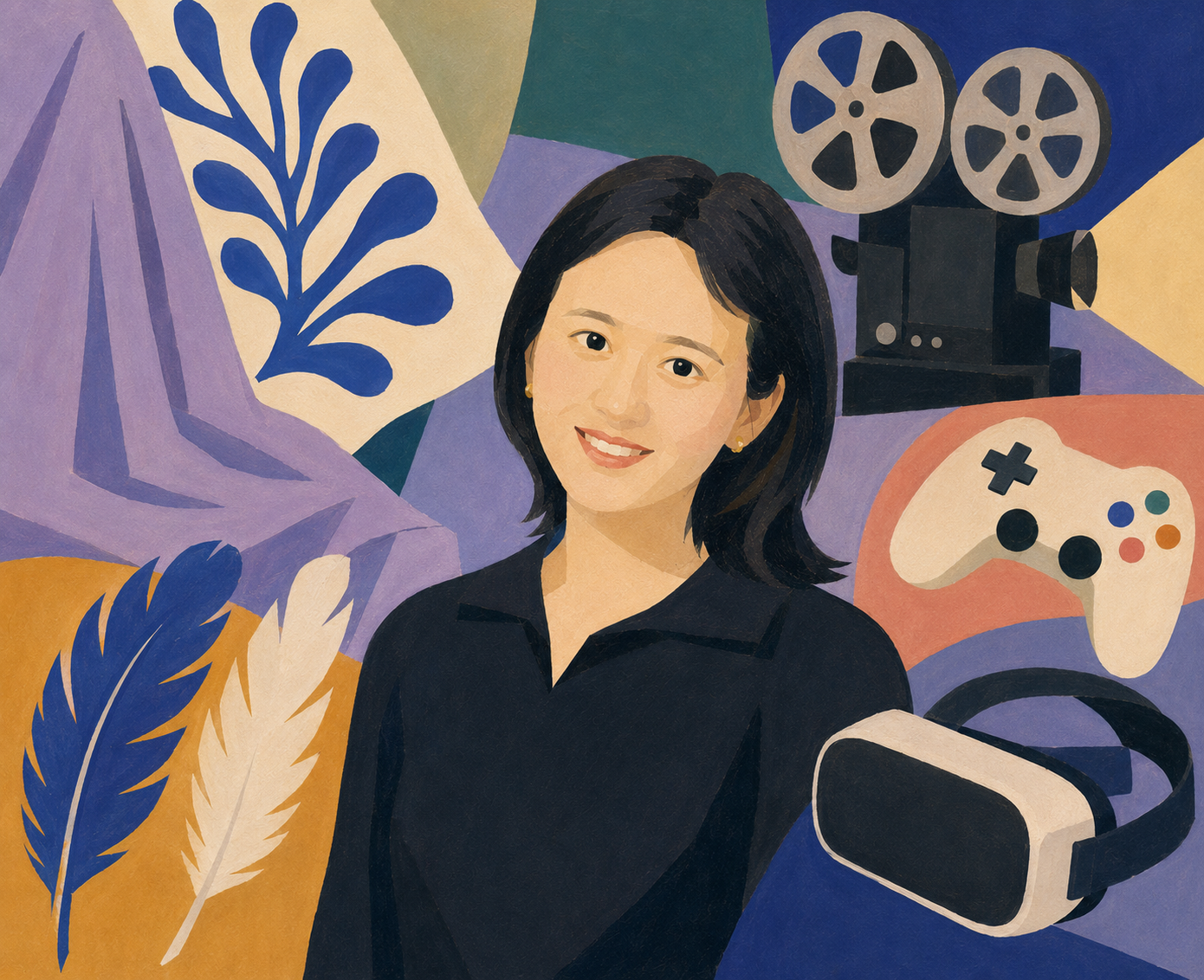 Illustrated portrait of Junqiu Zhu